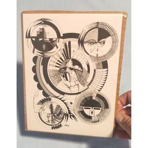 Vtg Norman Lansing UTE Native American Planograph Print Signed 1991 7.25x5.5"